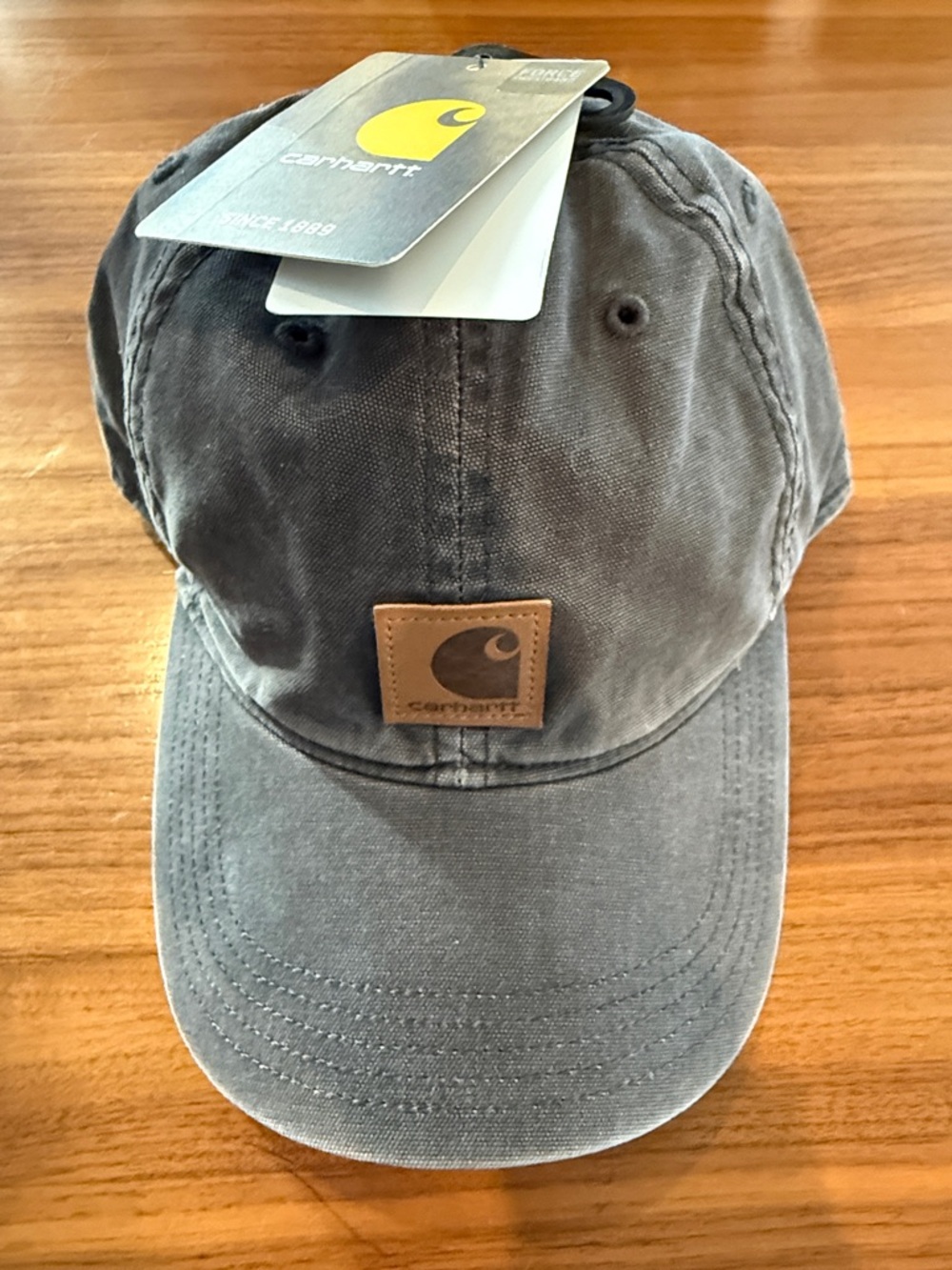New with tags Carhartt Gray Washed Cotton Baseball Cap with Leather Patch